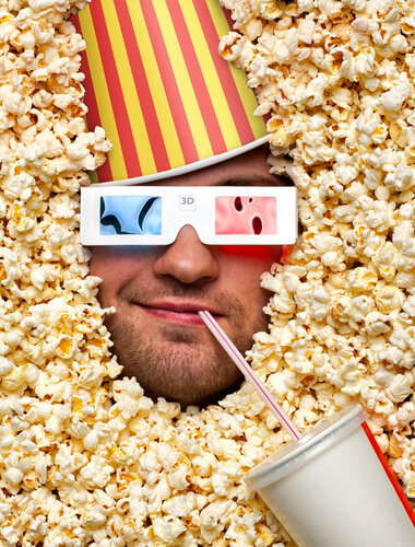A guys face in Popcorn